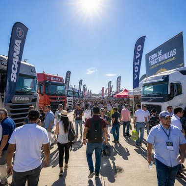 Público recorriendo la muestra de camiones